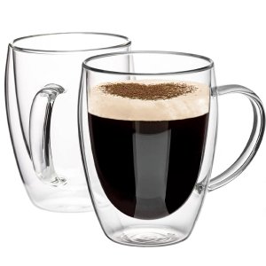 Set 2 cani cu pereti dubli, Quasar & Co., sticla termorezistenta