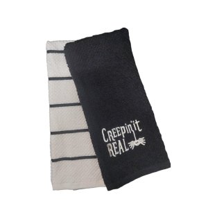 Set 2 prosoape de bucatarie, 100% bumbac, Negru