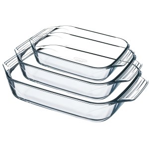Set 3 vase rectangulare Pyrex Iresistibile, sticla termorezistenta