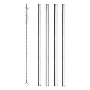 Set 4 Paie din sticla transparenta reutilizabile cu perie, 20