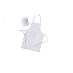 Set sort si boneta de bucatarie pentru copii, Alb, 2 piese